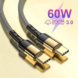 Cable USB tipo C a USB C de 60 W Cable de carga rápida PD QC4.0 Cable de datos de carga rápida USB-C chapado en oro 1,2 M para Samsung S24 Huawei Xiaomi LG