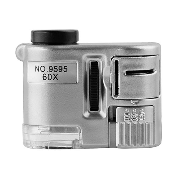 60X Mandouglement Gabin Mini Pocket Microscope Loup Magnification Magniture Détecteur de devise Bijoux Diamond Magrand de diamant avec lumière LED