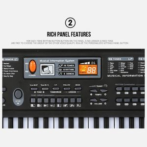 61 touches noires numériques électroniques clavier électronique piano kids cadeaux instrument musical clavier musical professionnel synthétise