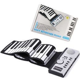 Piano enrollable de 61 teclas, portátil, USB, recargable, electrónico, enrollable, ambiental, altavoz incorporado, teclado de piano suave de silicona para principiantes