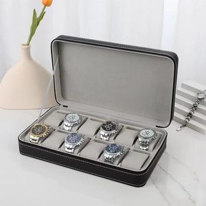 61012 Slots Draagbare lederen horlogedoos Uw horloge Goede organisator Sieraden opbergdoos Rits Gemakkelijk mee te nemen Herenhorlogedoos D30 240226