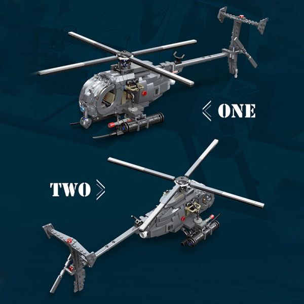 61043 523pcs Ladrillos Helicóptero Modelo de construcción de bloques de construcción/Helicóptero Little-Bird Militares ABS Bloques de plástico/Juguetes de regalo para niños