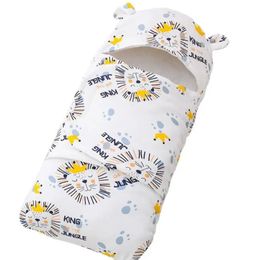 612 mois né bébé sac de couchage garçons filles enfants AntiStartle emmaillotage attache kangourou pour bébé couvertures 100% coton dessin animé sac de nuit 240105
