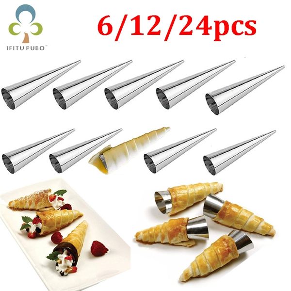 61224 uds, conos para hornear, tubos de croissant en espiral de acero inoxidable, cuerno, pan, pastelería, molde para pasteles, galletas, postres, herramienta para hornear ZXH 220815