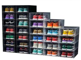 612 -stcs grote schoenendoos stapelbare display lade opslag hiel kast cabinet sneaker plastic organisator thuis kast organisator877107777