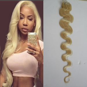 613 Bleach Blonde Braziliaanse Body Wave Haar Micro Loop Ring Hair Extensions 100s Micro Link Hair Extensions Human 100G Micro Bead Extensions