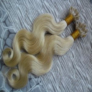 # 613 Bleach blonde cheveux brésiliens 100g u tip extensions de cheveux en gros Body wave kératine ongles U tip extensions de cheveux