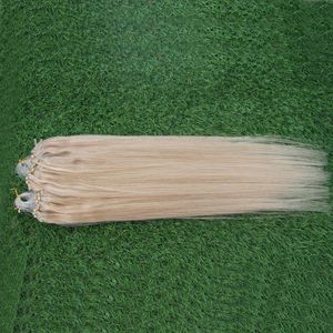 # 613 Bleach Blonde Extensions de micro-perles de cheveux brésiliens 100g Extensions de cheveux humains brésiliens droits micro lien 100s