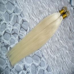 # 613 Bleach Blonde Cabello liso Micro Beads Ninguno Remy Nano Ring Links Extensiones de cabello humano 100 g de cabello virgen brasileño sin procesar