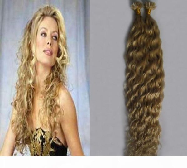 613 Bleach blonde U Tip Extension de cheveux kératine bouclée faite à la machine Remy cheveux pré-collés 100g brins u tip extension de cheveux à la kératine7870476