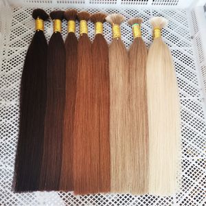 613 Blond bulk 100% HUIR HAAR -extensies rechte echt rauw haar 100G voor test zwart bruin 613 kleur voor salon hoge kwaliteit