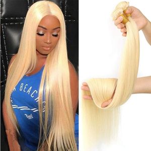 613 Blonde brésilienne droite cheveux humains tisse pleine tête 3 pcs/lot Double trames Remy Extensions de cheveux 33B4