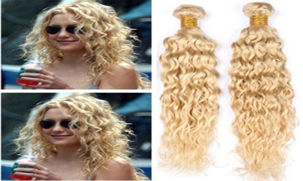 613 Blonde brésilien brésilien humide et ondulé des cheveux humains Bundles 4pcs Javel Blonde Vierge Human Heuving Tessions Extensions Water Wave Human Hair62741150