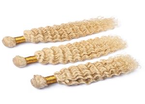 613 Blonde Deep Wave Human Hair Bundels Braziliaanse Maagd 613 Krullend haar Weeft platina blonde haaruitbreidingen 3pcslot6092031