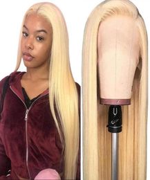 613 Peluca delantera de encaje rubio Honey recta Peluces de cabello rubio para mujeres prejuguadas con cabello para bebés 150 densidad 13x4 rubia Wig2132754448