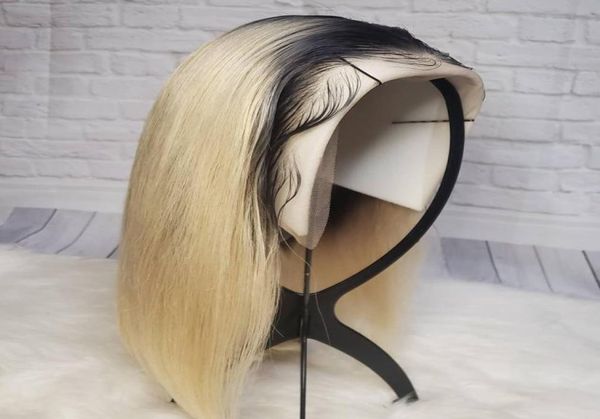 613 perruques avant en dentelle blonde courte Bob brésilien Human Hair Wig 150 densité Remy Hair raide T1B 613 Bob Short Bob NEW50417102592623