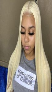 613 Blond kanten kant deel Wig Middle Part rechte menselijk haarpruiken 30 inch 150 transparante Braziliaanse kanten kantpruiken voor vrouwen Remy2989315192154