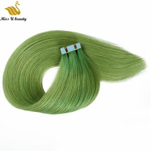 613 Blonde PU Coiffure Peau Terre de trame dans les extensions de cheveux humains Blue rouge vert rose coloré cuticule alignée de haute qualité 40pcs