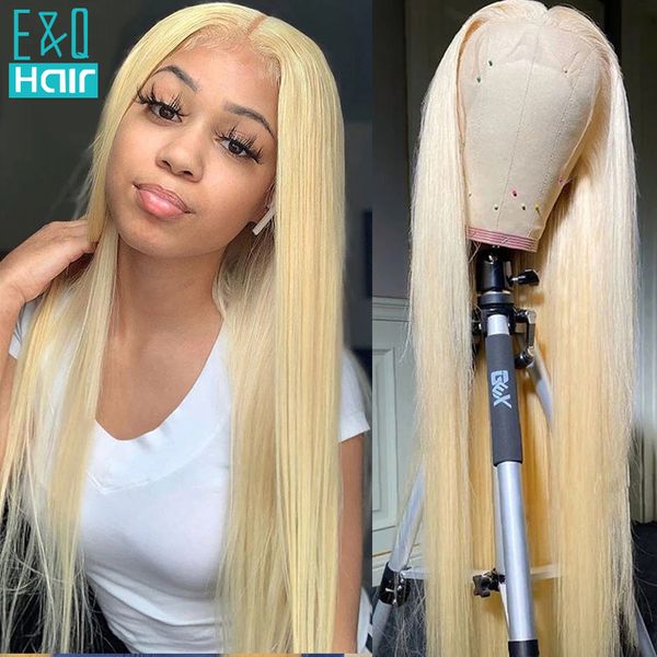 613 Blonde Droite 13x4 Lace Front Perruque 100% Vierge Volume de Cheveux Humains Sans Colle de Cheveux Humains Dentelle Frontale Perruques pour les Femmes