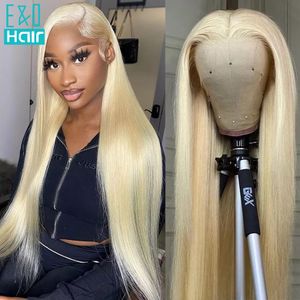 613 Blonde droite 13x6 Lace Front perruque Remy brésilien 13x4 dentelle frontale perruques de cheveux humains pré plumé sans colle dentelle perruque pour les femmes