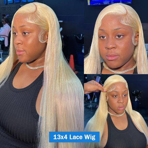 613 Blonde Straight Lace Frontal para mujeres 13x4 Lace Frontal Cabello humano Pelucas Brasileñas