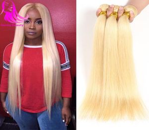 613 Blonde Droite Malaisienne 613 Blonde Cheveux Tisse Extension 3 Bundles 26 28 30 40 pouces Miel Platine Top Qualité Navire Bul4146625