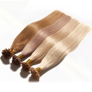 # 613 Couleur U Astuce Extensions de Cheveux Italien Kératine Fusion Extension de Cheveux Brésilien Blonde Remy Cheveux Humains 1 G / Strand 100 PCS / Lot Nail Tip