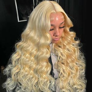 Perruque Lace Front Wig Body Wave brésilienne Remy sans colle, cheveux naturels, blond miel 613, 13x6, pre-plucked, Baby Hair, 180%, 13x4, pour femmes
