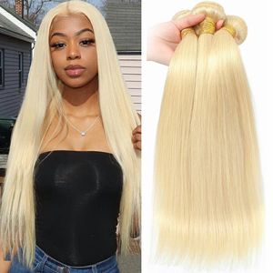 613 Honey Blonde Color Extension Brésilien tissage 3/4 Bundles Remy Remy Human Hair for Woman