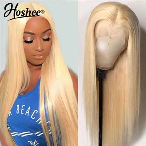 613 HONING Blonde Menselijk Haar Pruik 20-28 Inch Watergolf / Rechte Synthetische Braziliaanse Geen Kant Frontale Pruiken voor Vrouwen