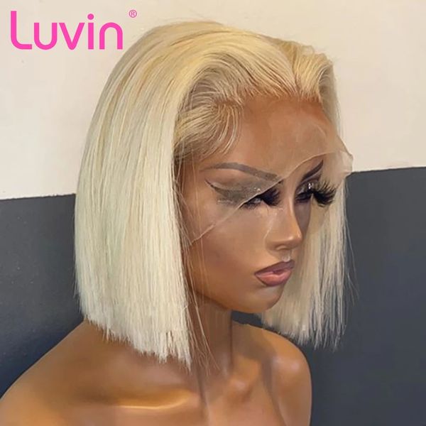 613 Honey Blonde Short Bob Lace Front Human Hair Wigs Rectivo coloreado 13x4 Camino frontal sintético para mujeres negras