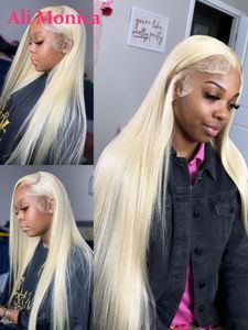 Perruque Lace Frontal Wig 613 naturelle, cheveux lisses, transparents, 13x4, 13x6, 4x4, 32, 34, 36 pouces, pour femmes