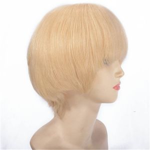 613 Lace Front Human Hair Pruiken 8 inch Blonde Braziliaanse Remy Hair Rechte pruik voor vrouwen 130%