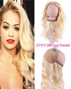 613 Platinum Blonde 360 Lace Frontal Banda ajustable Cierres de encaje completo 1342 Indian Body Wave Virgin Hair 360 Frontales Bleached4498081