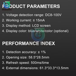 6133A LCD Batterijcapaciteitsindicator DC 8V-100V Loodzuur Lithium LifePo4 Voltmeter Spanningsmeter Temperatuuralarm