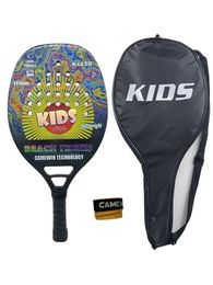 614yo Kids Beach Tennis Racket Beginner Carbon Fiber 270G Light Adecuado para niños con portada Presente Black Friday 240411