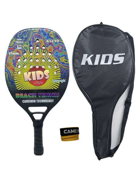 614yo Kids Beach Tennis Racket Débutant en fibre de carbone 270g Lumière adaptée à l'enfant avec présentation de couverture Black Friday 240411