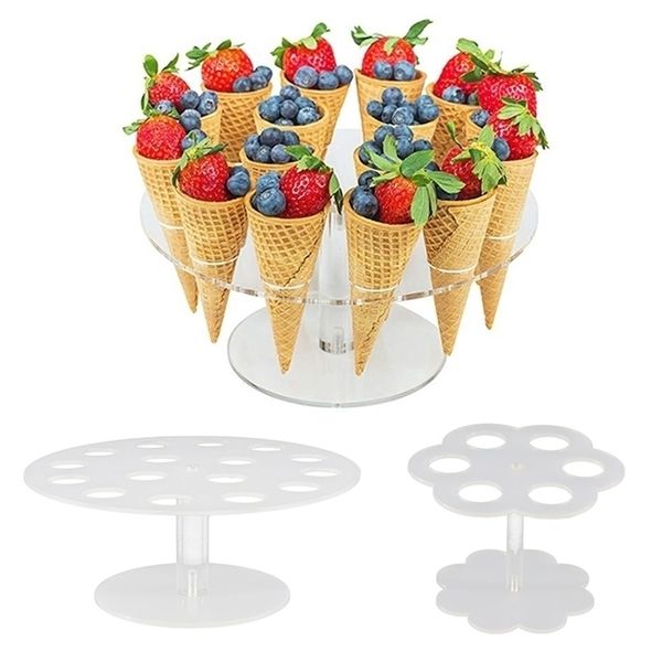 616 trous acrylique Transparent crème glacée support gâteau cône support mariage Buffet nourriture affichage cuisson cuisine outils 220701