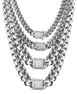 618 mm breed roestvrijstalen Cubaanse Miami-ketting CZ zirkoondoosslot Grote zware hiphop Jewelr5586208