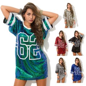 62 vestido de fiesta de lentejuelas, camisetas para mujer, Ropa de baile para mujer, Tops de media manga de Hip Hop, trajes de baile callejero y escenario, ropa DS