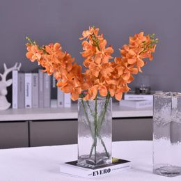 62 cm Real Touch Cymbidium Orchidée De Noce Décor À La Maison Faux Vanda Orchidées Arrangement De Fleurs Matériaux flores artificiales 240306
