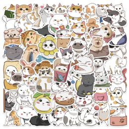 62 Uds pegatinas de gato de dibujos animados de estilo japonés gatos lindos Graffiti niños juguete monopatín coche motocicleta bicicleta pegatina calcomanías al por mayor