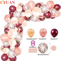 62 Uds. Conjunto de globos de confeti de oro rosa globo metálico cromado decoración de cumpleaños decoración para fiesta de boda de San Valentín aniversario Globals
