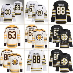 Aangepaste hockeytrui heren dames jong 63 Brad Marchand Bruins 100th Centennial Jersey S-4XL David Pastrnak 37 Patrice Bergeron Jeremy Swayman Charlie McAvoy