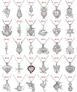 63 Ontwerpen Parels Kooi Hanger Kettingen met Oyster Wens Natuurlijke Parel Luxe Holle Medaillon Charm Chains voor Dames Mode-sieraden