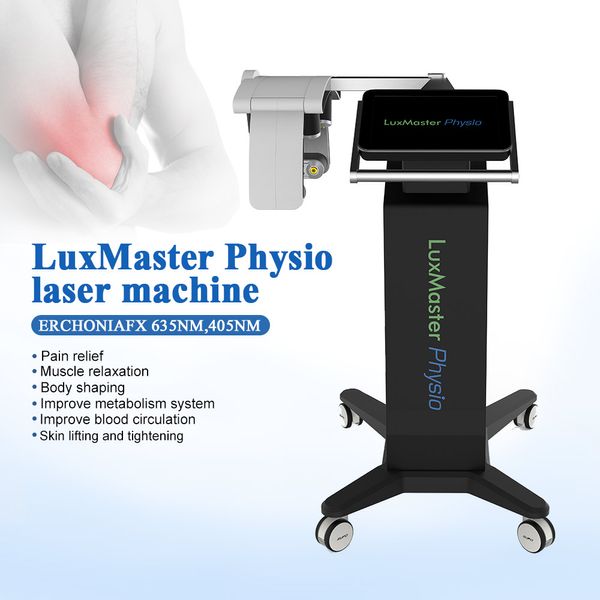 Máquina láser 635nm 405nm LuxMaster Red Light Physio Equipo de fisioterapia Alta potencia Sin invasión Tratamiento con láser de diodo frío para el alivio del dolor de tejido profundo del cuerpo