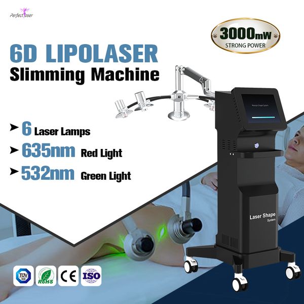 635 nm laser vetverlies machine lllt low -level therapie 6d lipo laser afslank 532 nm lazer apparaat met mitsubishi 6 behandelkoppen lampen snelle dlivery