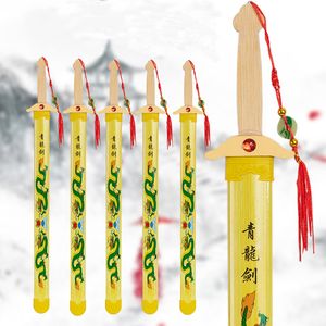 Juguete de espada de madera de bambú de 63cm con accesorios de colección enfundados, accesorios de Cosplay, regalos de Halloween y cumpleaños para niños