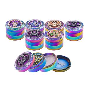 63 mm 4 capas Hierba Molinillo de tabaco Aleación de zinc Metal Molinillos para fumar Mano Muller Trituradora de especias Araña Calavera Rana, cangrejo Smok Accesorios Molinillos de cigarrillos