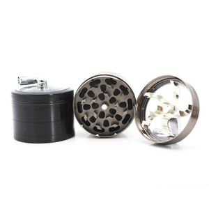 63 mm 4-laags roken AccessoriestoBacco Grinder Zink Alloy Handkruid Grinders Droog kruidenkruidpollengrinder Cracker CNC Tanden filterpijp